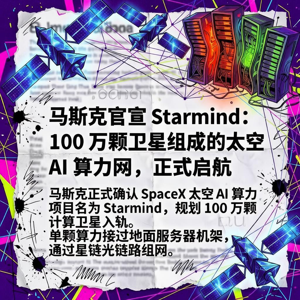 封面-马斯克官宣 Starmind：100 万颗卫星组成的太空 AI 算力网，正式启航